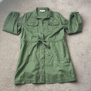 LOFT Olive Green Utility Shirt Dress